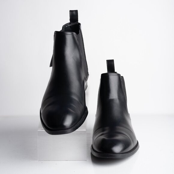 Zara Mens Faux Leather Stretch Ankle Boots Chelsea Black Sz US 12 EU 45 NWT main image 4